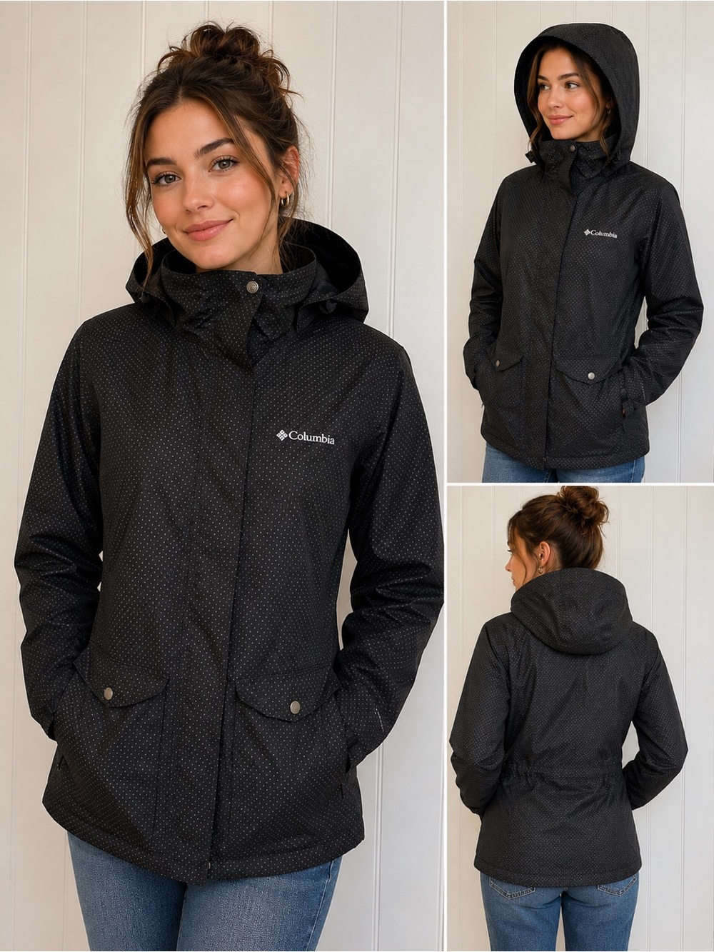 Columbia‎ Omni-Tech Polka Dot Hooded Waterproof Parka | Women's M | Gorpcore